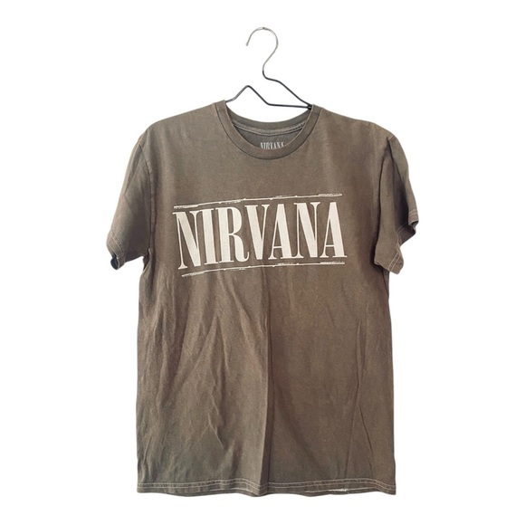 Nirvana Moss Green Graphic T Shirt 100% Cotton Unisex Short Sleeves Size Medium - Picture 1 of 7